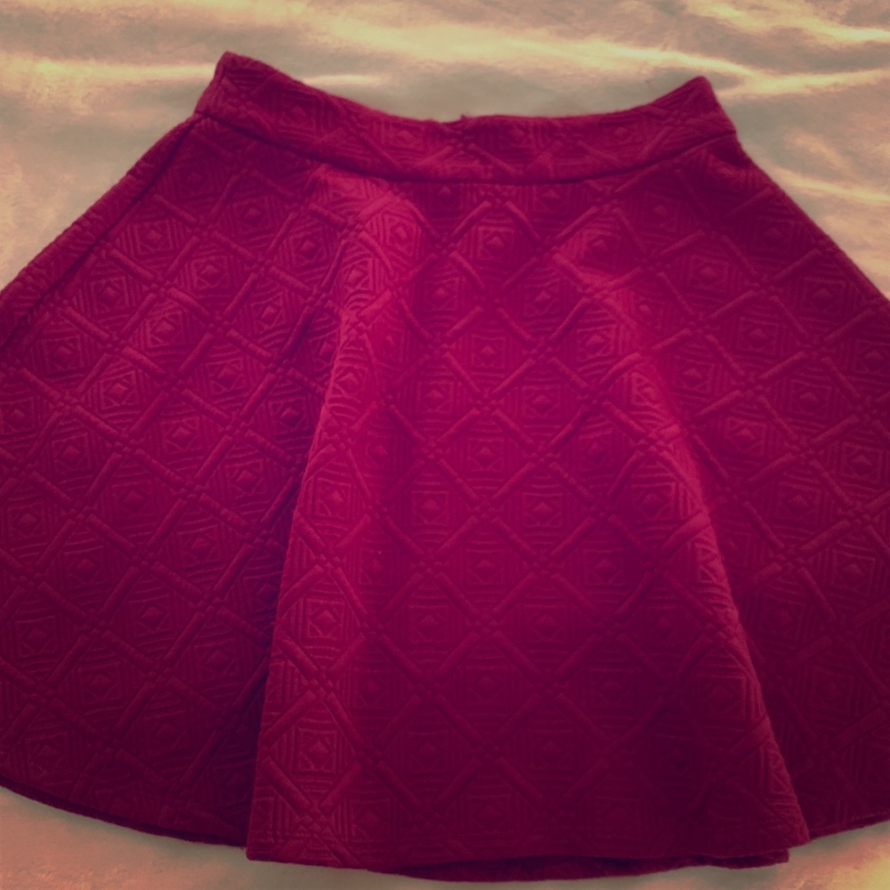 High waisted red skirt